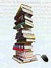 libros apilados con raton