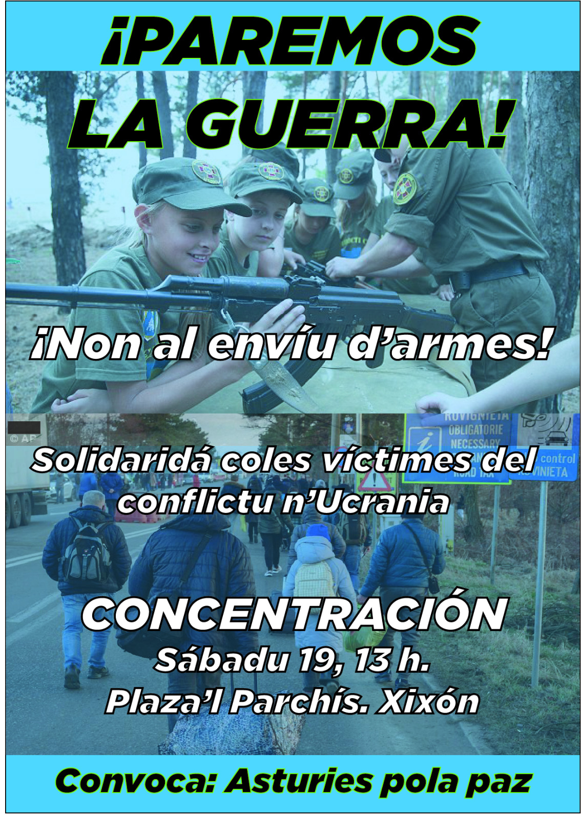 Cartel Asturies pola Paz - Convocatoria por la Paz en Ucrania