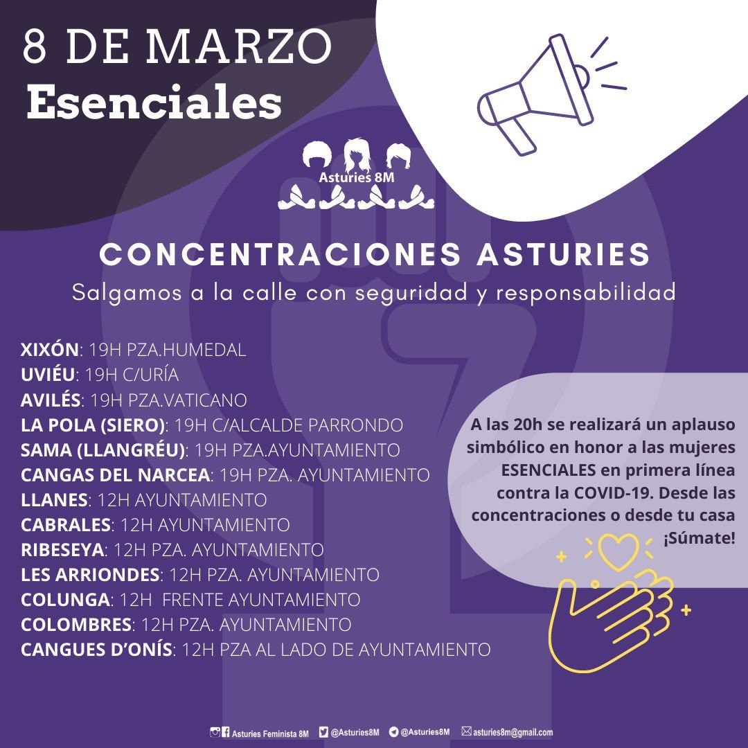 Concentraciones en Asturias 8M 2021