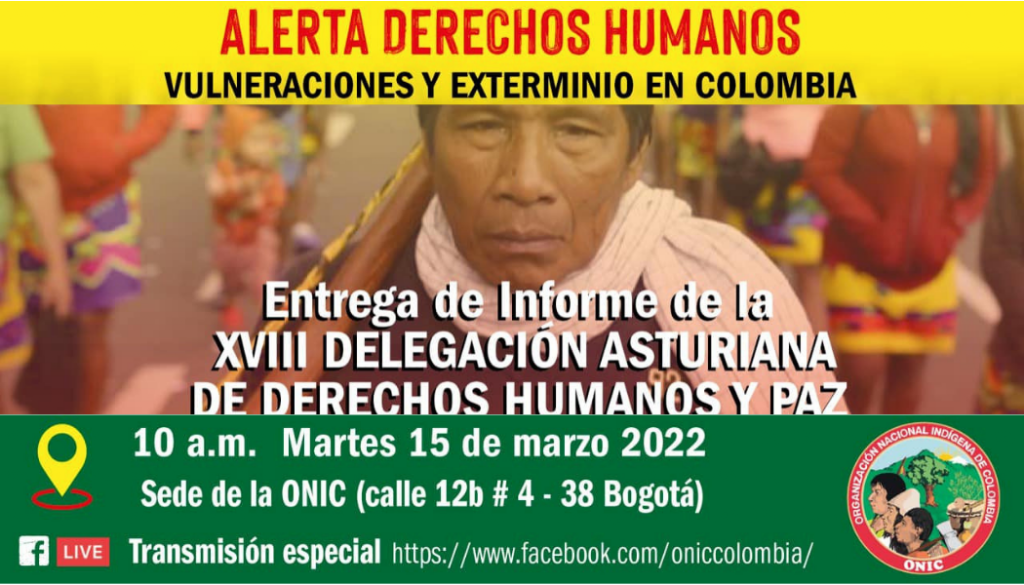RUEDA DE PRENSA, INFORME SOBRE VIOLACIONES DE DERECHOS HUMANOS Y EXTERMINIO DE LIDERES SOCIALES EN COLOMBIA